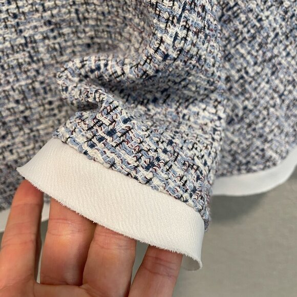 Zara Contrast Textured Peplum Tweed Top in Blue Small - Picture 5 of 9